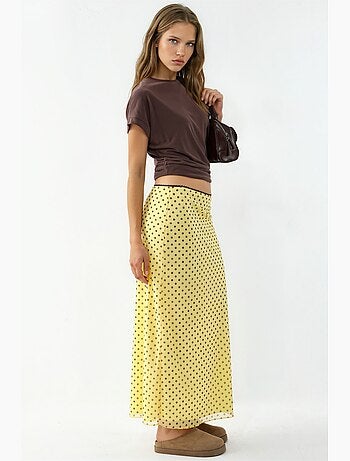 Jupe maxi en tulle stretch à pois avec détail en dentelle hiccup