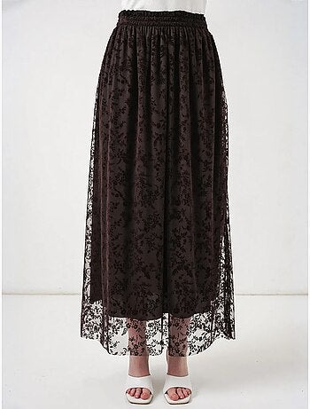 Jupe maxi trapèze taille haute à fleurs bdart