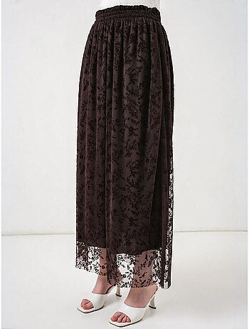 Jupe maxi trapèze taille haute à fleurs bdart