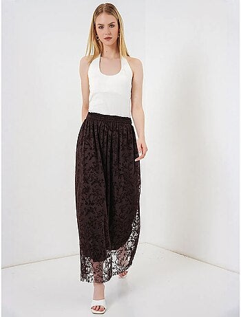 Jupe maxi trapèze taille haute à fleurs bdart