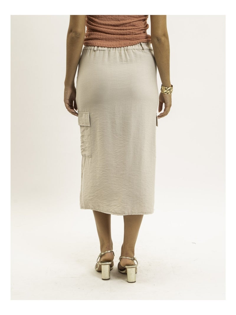 Jupe mi-longue cargo XILITA Beige - Kiabi
