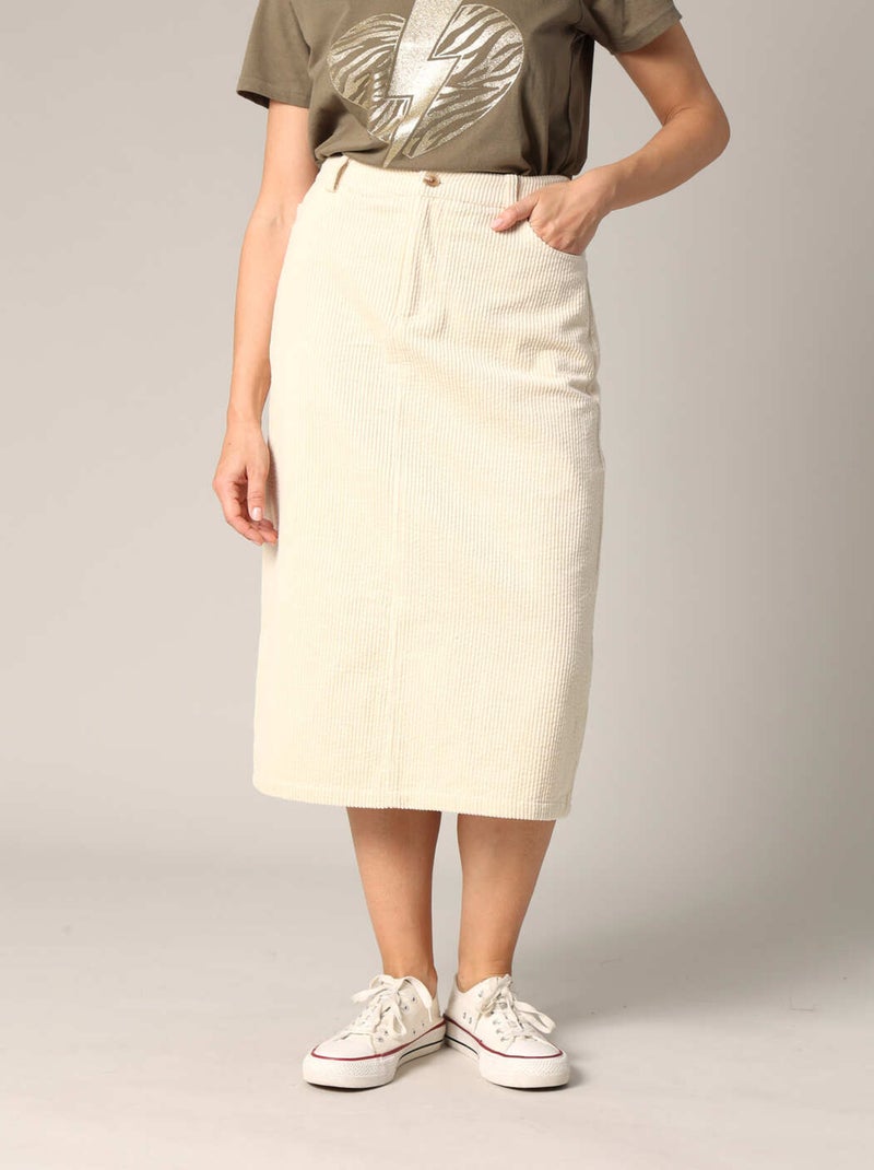 Jupe Droite Courte Sonoma En Velours Côtelé Orange Brûlé - Taille UK16 (équiv. 42-44) - Extensible