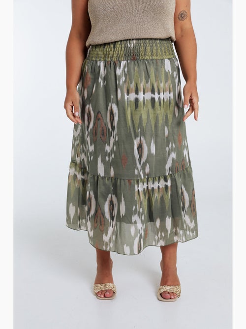 Jupe mi-longue en viscose imprimé etnique PAPRIKA - Kiabi