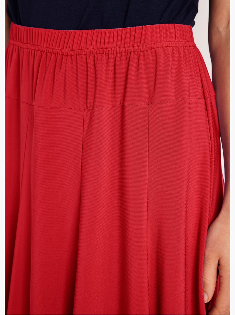 Jupe mi longue évasée en maille - Afibel Rouge cerise - Kiabi