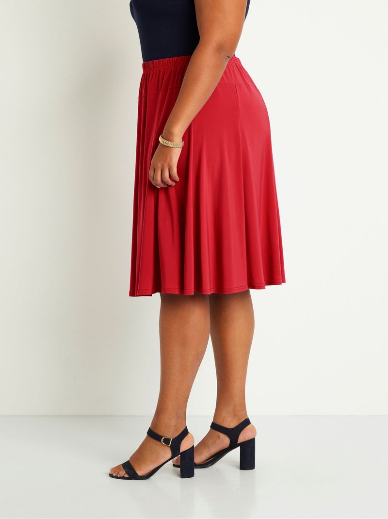 Jupe mi longue évasée en maille - Afibel Rouge - Kiabi