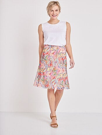 Jupe mi-longue évasée en maille dentelle