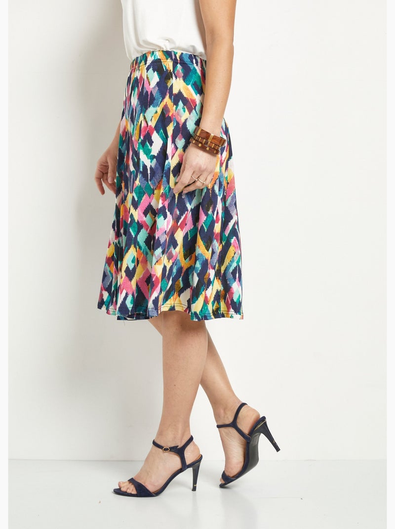 Jupe mi longue évasée imprimée Multicolore - Kiabi