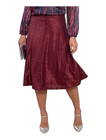 Jupe mi longue évasée maille brillante - Afibel