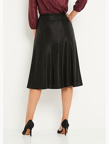 Jupe mi longue évasée maille brillante - Afibel
