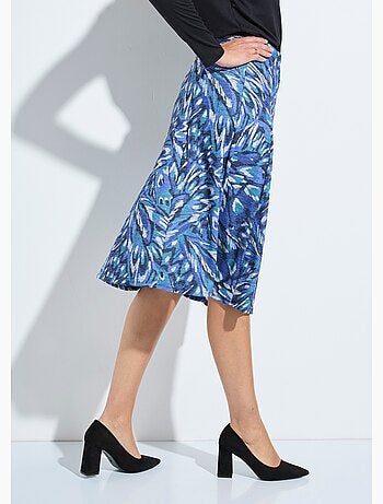 Jupe mi longue évasée maille chaude imprimée - Afibel