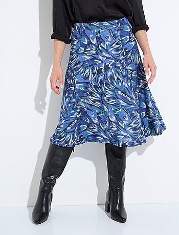 Jupe mi longue évasée maille chaude imprimée