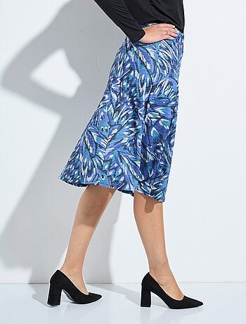 Jupe mi longue évasée maille chaude imprimée