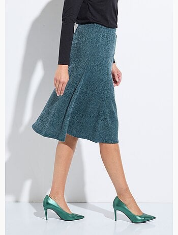 Jupe mi longue évasée maille chaude unie - Afibel