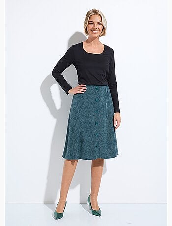 Jupe mi longue évasée maille chaude unie - Afibel