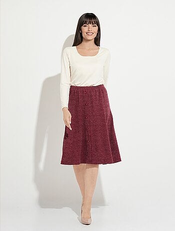 Jupe mi longue évasée maille chaude unie