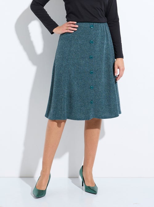 Jupe mi longue évasée maille chaude unie - Kiabi