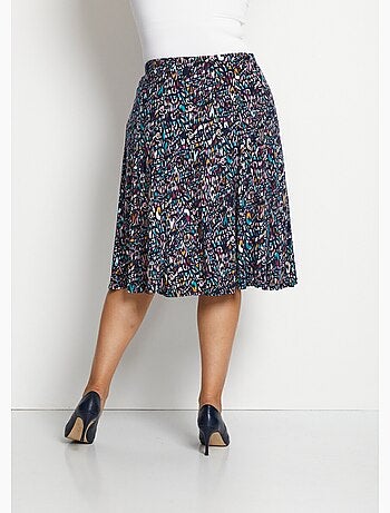 Jupe mi longue évasée maille imprimé graphique - Afibel