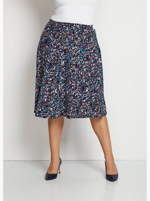Jupe mi longue évasée maille imprimé graphique - Kiabi
