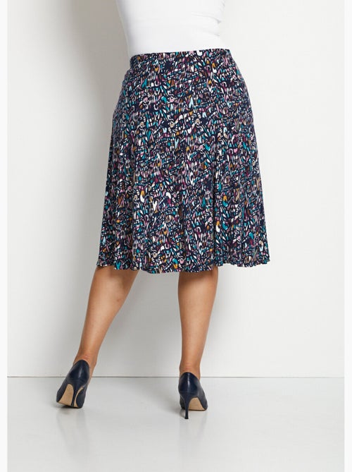 Jupe mi longue évasée maille imprimé graphique - Kiabi