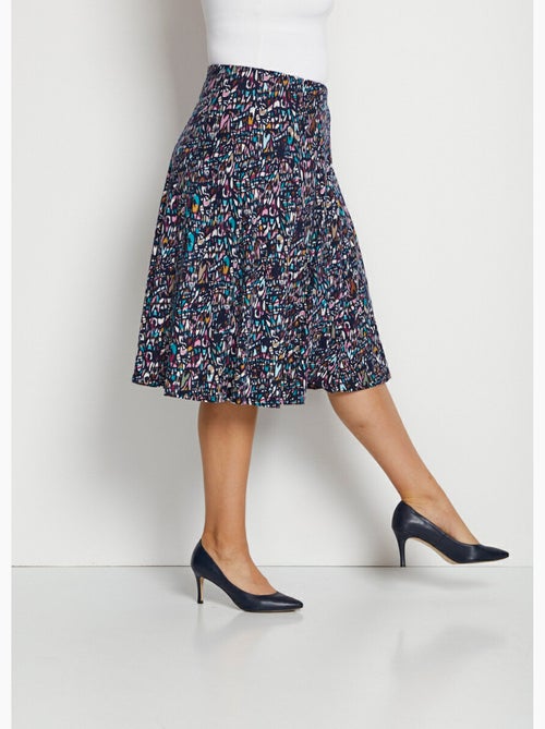 Jupe mi longue évasée maille imprimé graphique - Kiabi