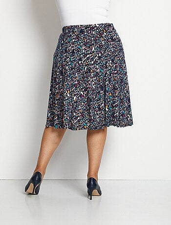 Jupe mi longue évasée maille imprimé graphique