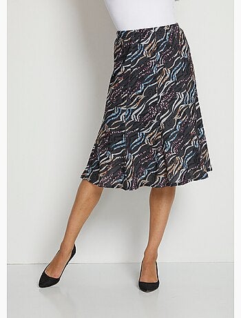 Jupe mi-longue évasée maille imprimée - Afibel