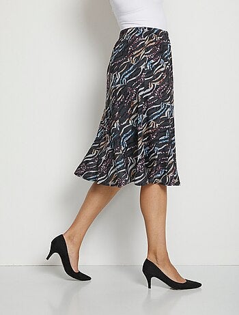 Jupe mi-longue évasée maille imprimée - Afibel