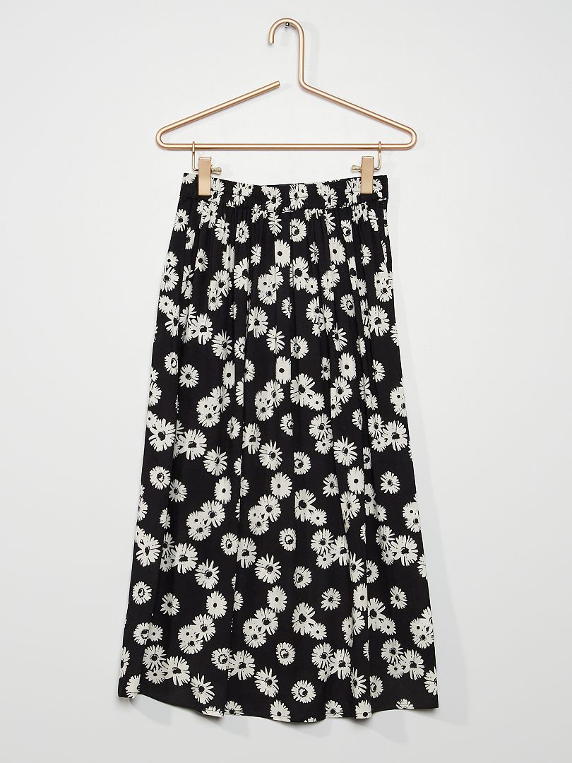 Jupe mi-longue fluide - noir - Kiabi - 12.00�?�