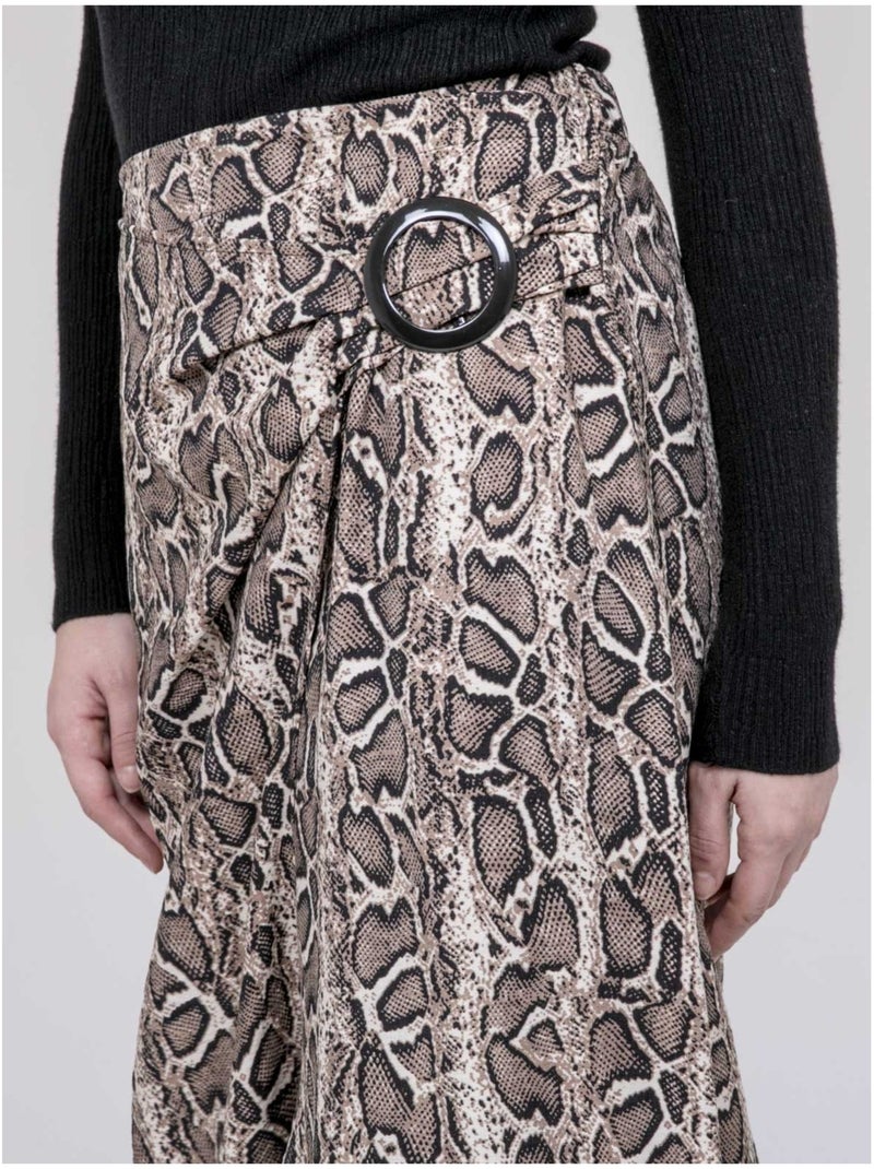 Jupe mi-longue imprimé python XAVIA Beige - Kiabi