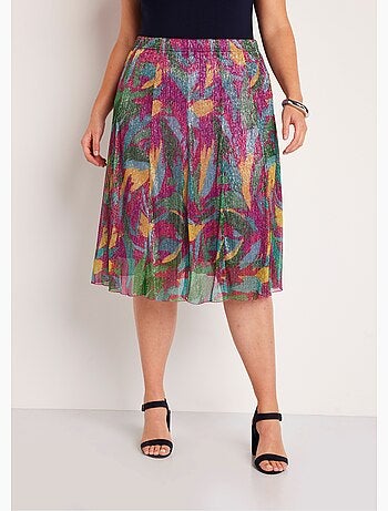 Jupe mi longue large imprimé brillant - Afibel