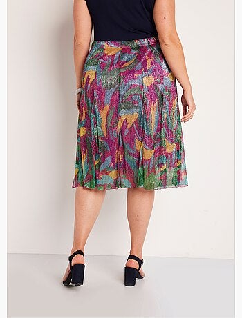Jupe mi longue large imprimé brillant - Afibel