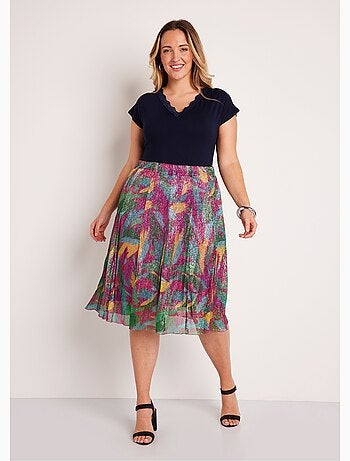 Jupe mi longue large imprimé brillant - Afibel