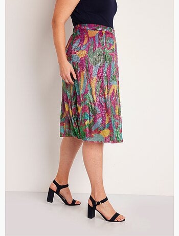 Jupe mi longue large imprimé brillant