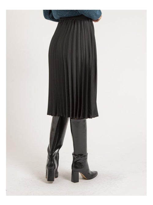 Jupe mi-longue plissée satin et ceinture XOLIA - Kiabi