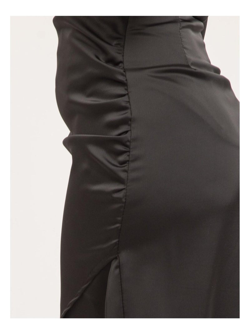 Jupe mi-longue satin XARENA Noir - Kiabi