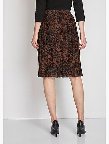 Jupe mi-longue voile plissé imprimé - Afibel