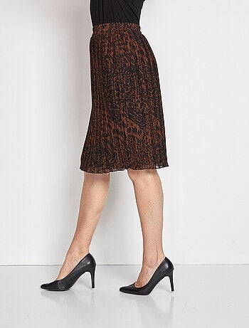 Jupe mi-longue voile plissé imprimé