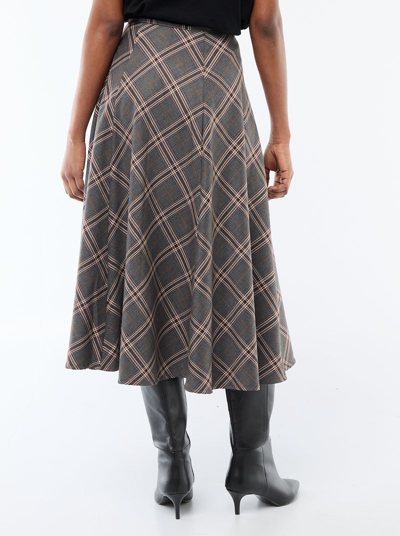 Jupe midi à carreaux Gris - Kiabi
