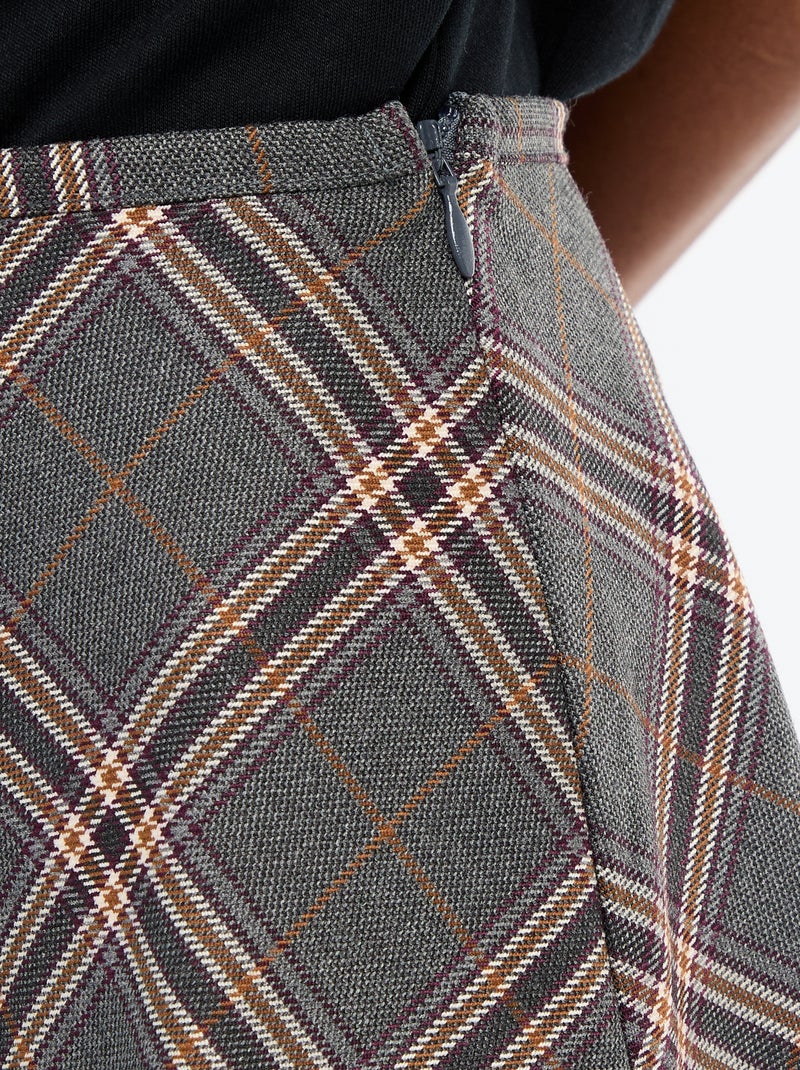 Jupe midi à carreaux Gris - Kiabi