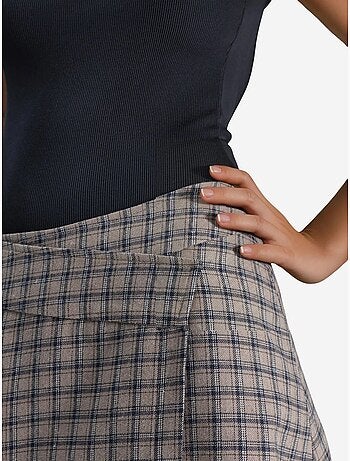 Jupe midi à carreaux taille haute
