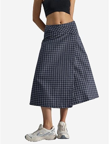 Jupe midi à carreaux taille haute