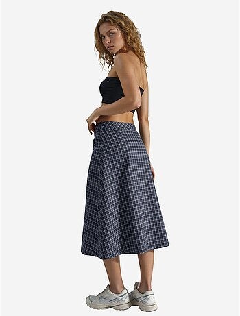 Jupe midi à carreaux taille haute