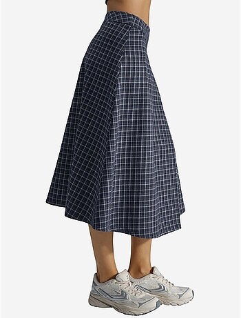 Jupe midi à carreaux taille haute