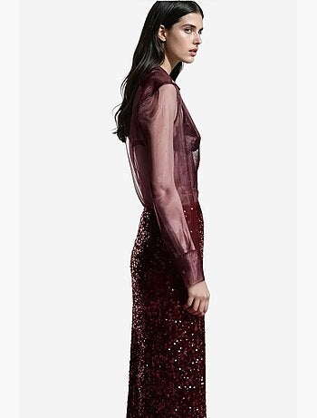 Jupe midi à paillettes avec fente hiccup