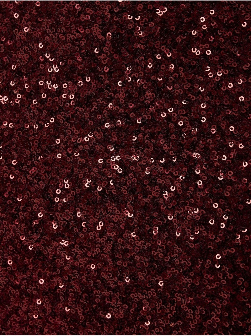 Jupe midi à paillettes avec fente Rouge bordeaux - Kiabi