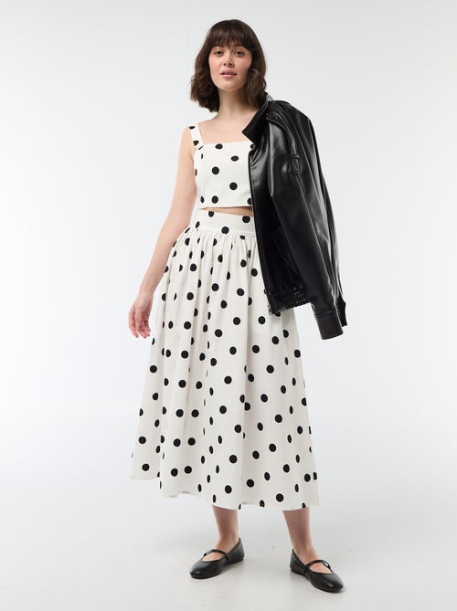 Jupe midi à pinces évasée avec motif à pois - Kiabi