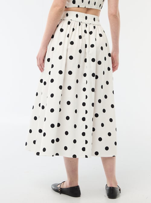 Jupe midi à pinces évasée avec motif à pois - Kiabi