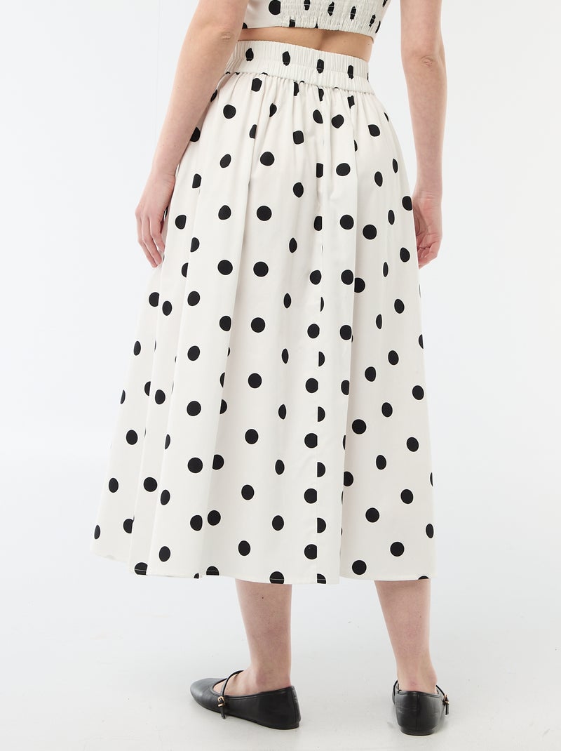 Jupe midi à pinces évasée avec motif à pois Blanc - Kiabi