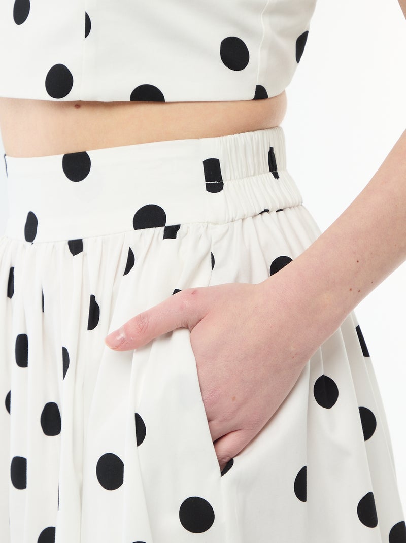 Jupe midi à pinces évasée avec motif à pois Blanc - Kiabi