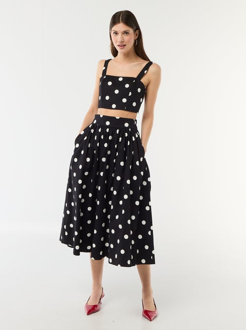 Jupe midi à pinces évasée avec motif à pois - Kiabi